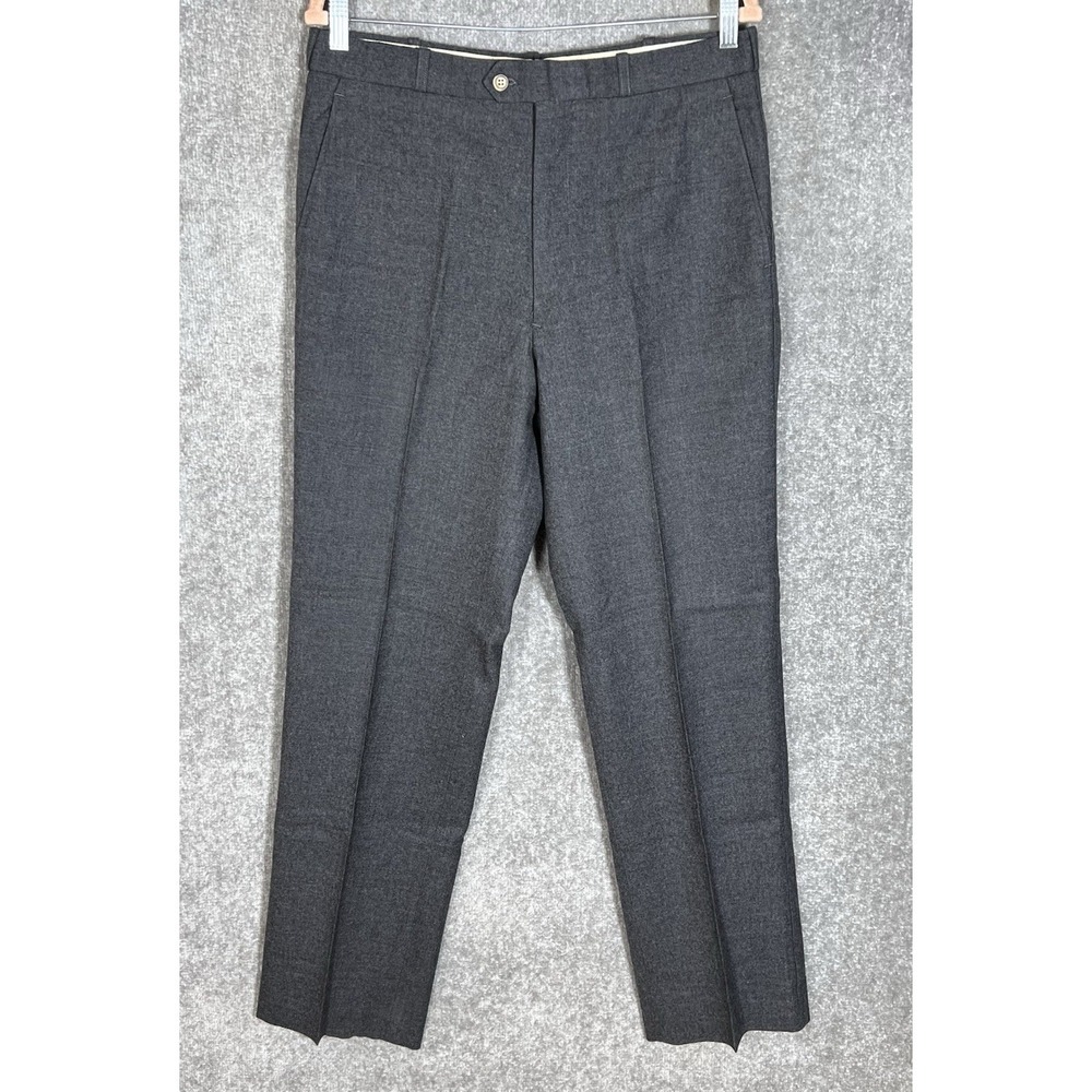 Vintage Oleg Cassini Wool Dress Pants Mens Size 34x32 Dark Gray Pockets
